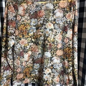 SHEIN Multicolor Floral Long Sleeve See-thru Top